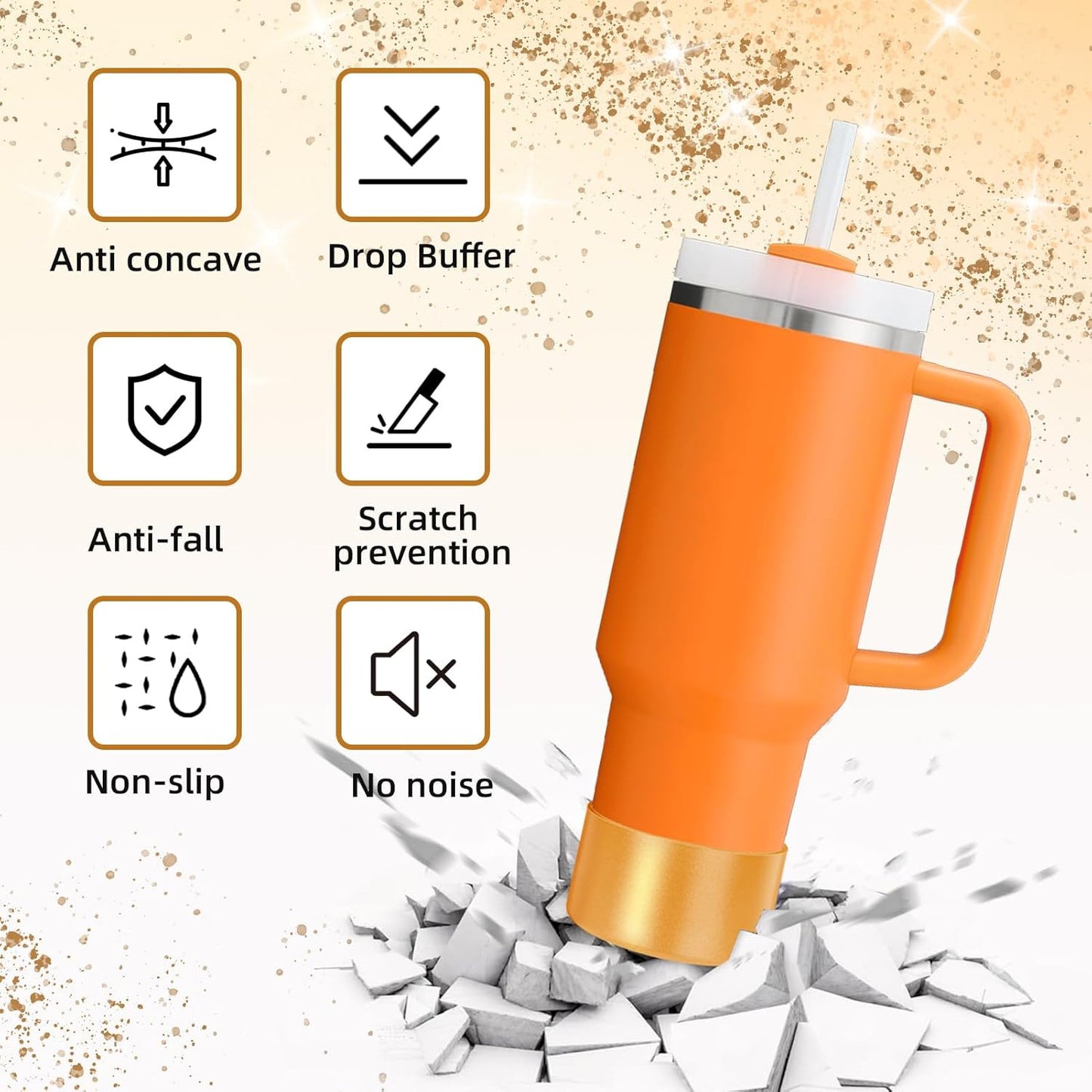 Glossy Gradient Silicone Boot, Compatible with Stanley H2.0 20-40oz & IceFlow 20-30oz, Chameleon Metallic Shimmer Cup Sleeve Protector for Hydroflask and Bottle Bottom with 2.8-3in