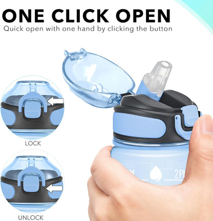 Enerbone 32 oz Drinking Water Bottle with Times to Drink and Straw, Motivational with Carrying Strap, Leakproof BPA & Toxic Free, Ensure You Drink Enough Water for Fitness Gym Outdoor