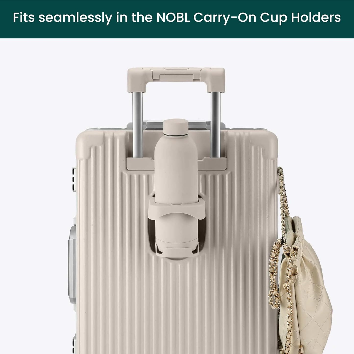 NOBL Stainless Steel Water Bottle,17 oz, 500 ml, Double Wall Vacuum Insulation, Sealed Bottle Keeps Drinks Cold 24 Hrs & Hot 12 Hrs, Leak Proof, Fits Noble Carry-On Cup Holder - Sand