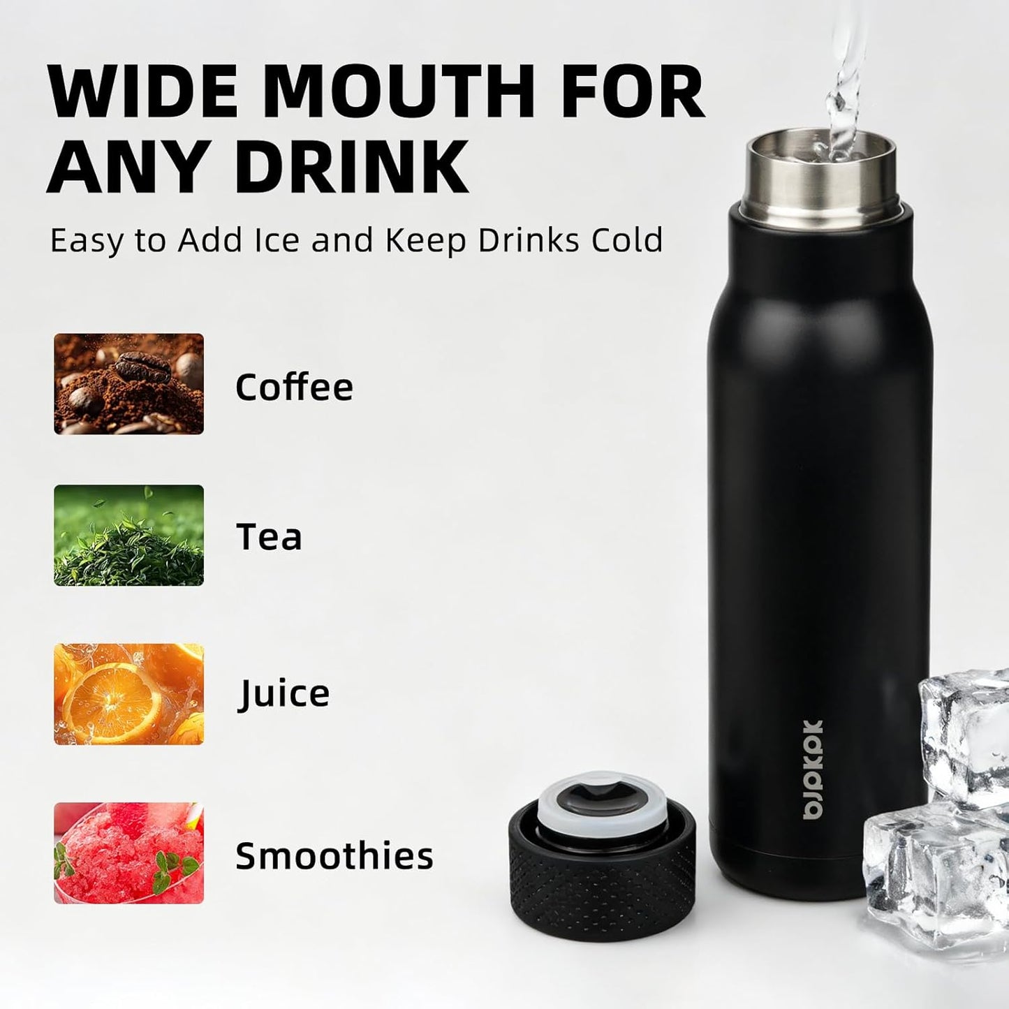 BJPKPK Stainless Steel Water Bottle,21oz insulated Reusable Bottle,Leakproof Metal Thermal Flask Double Wall,Keep Drinks Cold and Hot,Mint Green
