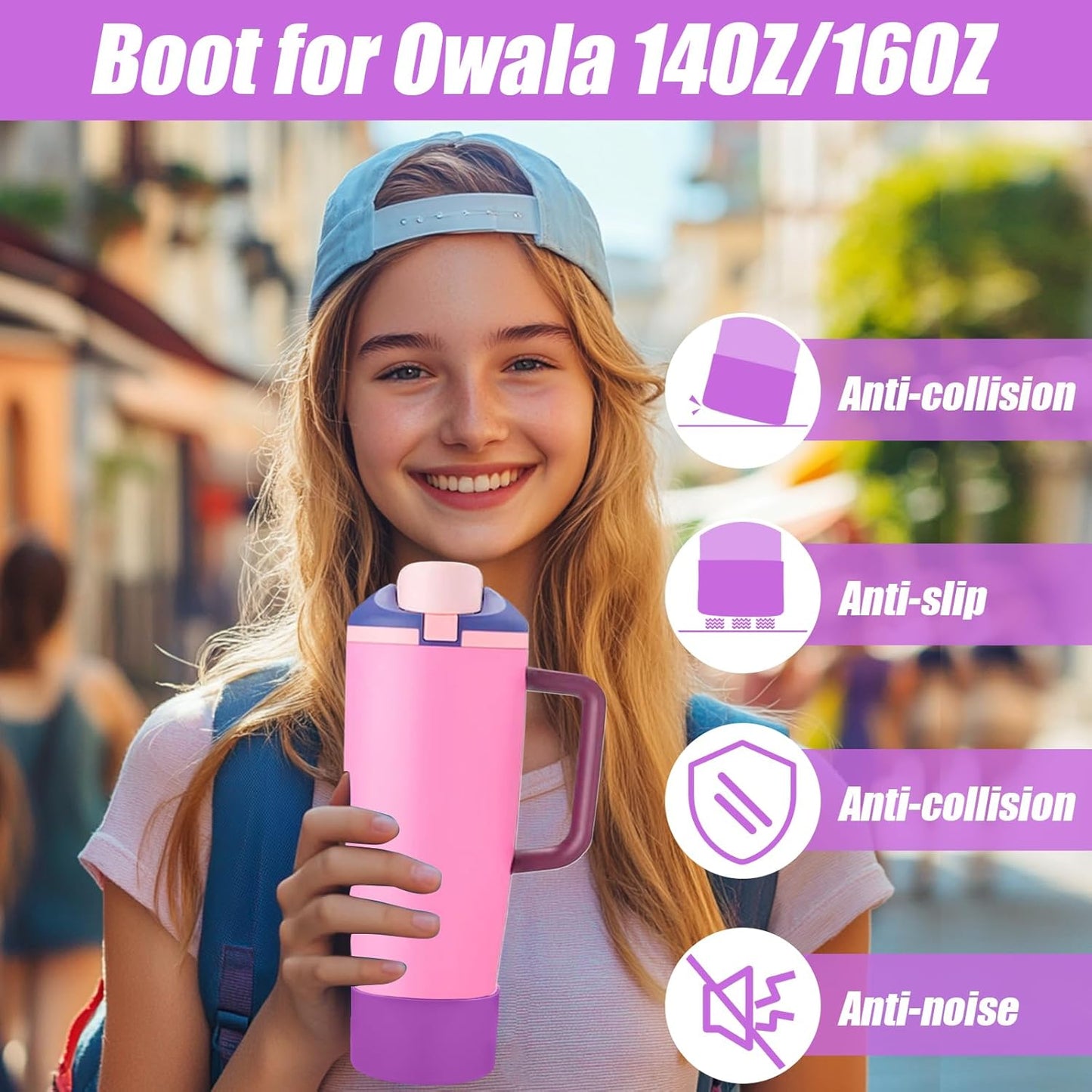 Mity rain 2PCS Protective Silicone Boots for Owala 30oz & 40oz FreeSip Sway Bottles & Tumblers - Accessories for owala, Enhances Stability & Prevents Scratches(Black Cherry)