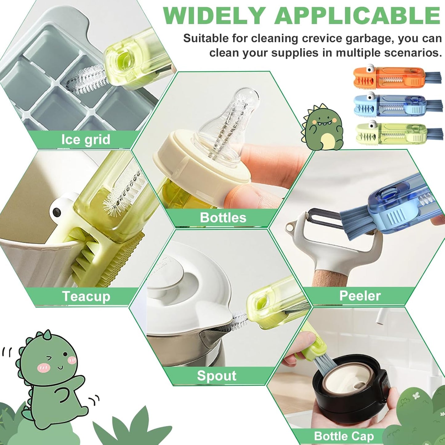 3 in 1 Cup Lid Cleaning Brush, Portable Water Bottle Brush, Multifunctional Bottle Cleaner Brush Set for Tight Spaces, Bottle Gaps, Tumblers, Travel Mug Caps(3 PCS)