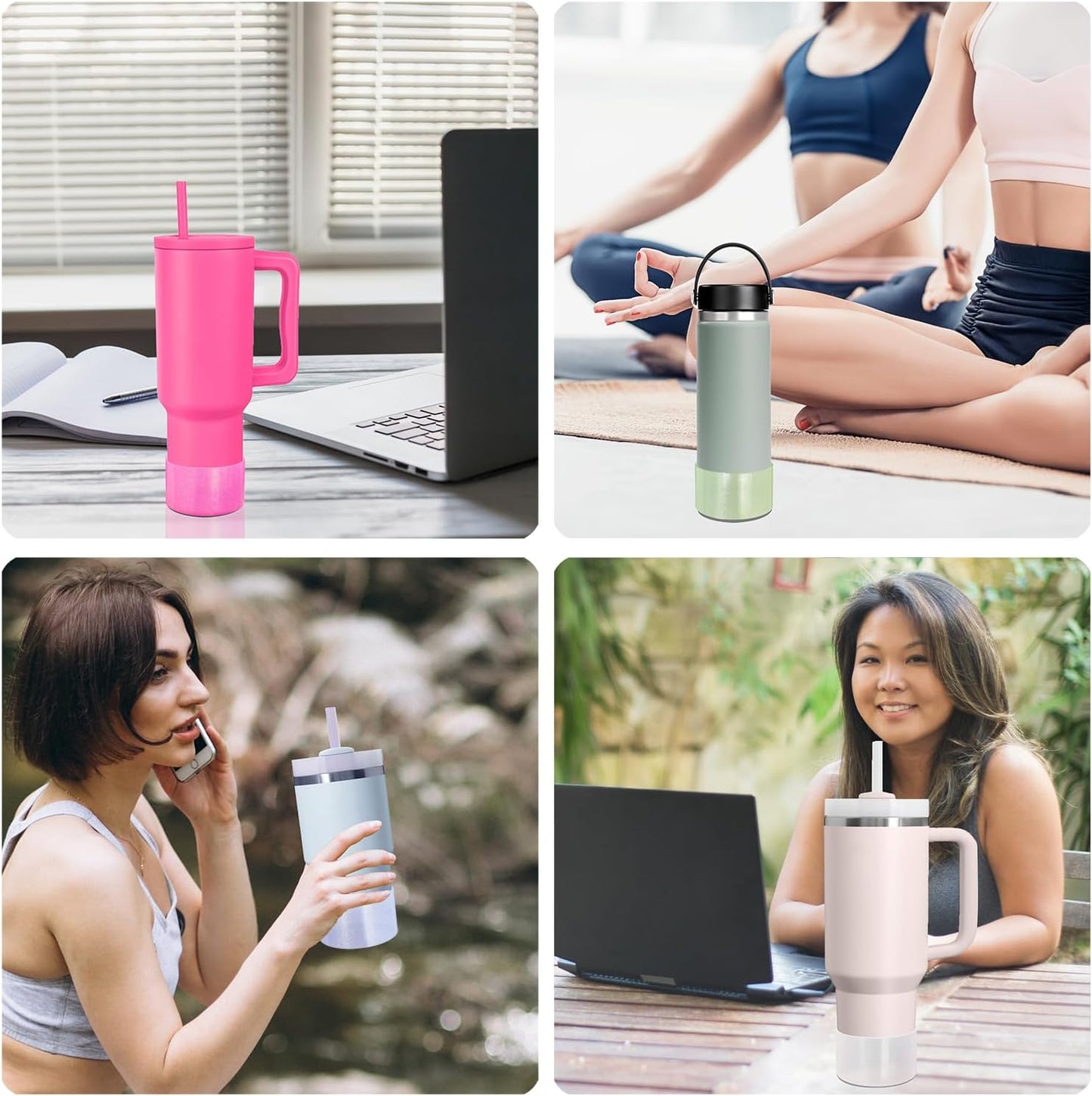 Jelly Luster Glitter Silicone Transparent Boot for Stanley 20-40oz, Compatible with Hydro Flask or Other Water Bottle Tumbler, 2.85-3.0 inch Protective Anti-Slip Bottom Sleeve Cover