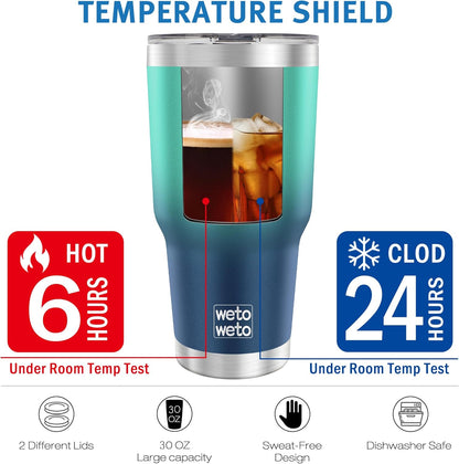 WETOWETO 30oz Tumbler with Lid, Stainless Steel Vacuum Insulated Water Coffee Tumbler, Double Wall Powder Coated Travel Mug Thermal Cup for Home Outdoor (Navy Blue, 1 Pack)