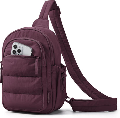 BAGSMART Small Sling Bag for Women, Puffer Crossbody Bag Purses Hobo Handbag Fanny Packs for Travel Hiking