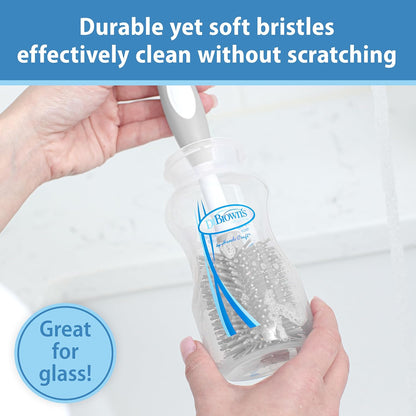 Dr. Brown's Soft Touch No Scratch Baby Bottle Cleaning Brush Nipple Cleaner with Stand and Storage Clip, BPA Free, Blue 1-Pack