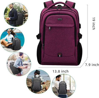 DUSLANG 17 Inch Laptop Backpack for Travel Water Resistant College Backpack for Men/Women Laptop Bag with USB Charging Port,Black - Colors B