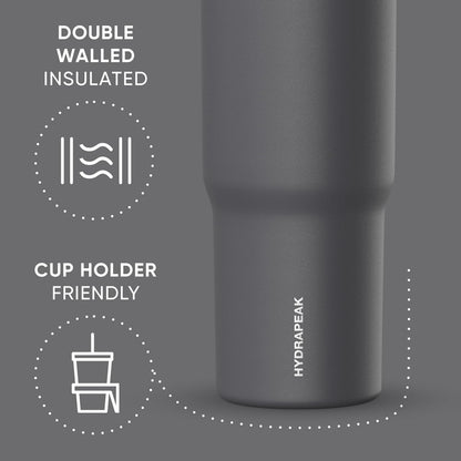 Hydrapeak Nomad 32oz Insulated Stainless Steel Travel Tumbler with Handle & Straw Lid, Leakproof, Cupholder Friendly, Keeps Drinks Cold 24 Hours, Reusable Bottle for Daily Hydration (Pale Sage)