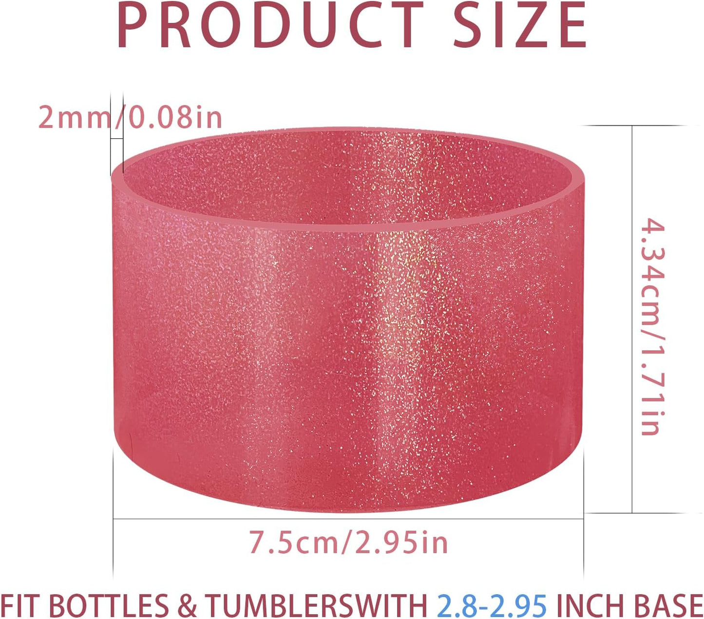 Jelly Luster Glitter Silicone Transparent Boot for Stanley 20-40oz, Compatible with Hydro Flask or Other Water Bottle Tumbler, 2.85-3.0 inch Protective Anti-Slip Bottom Sleeve Cover