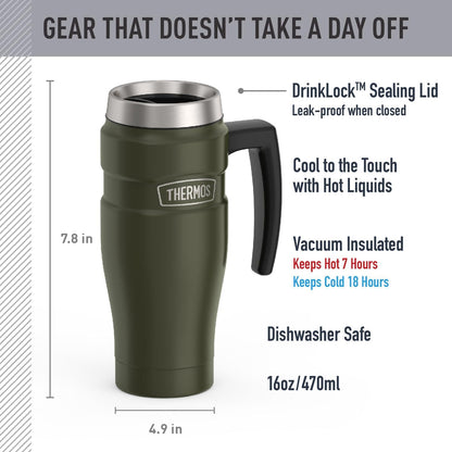 THERMOS Stainless King Vacuum-Insulated Stainless Steel Tumbler - 16oz, Midnight Blue - Insulated Coffee Tumbler for Hot & Cold Drinks - Leak-Proof & Sweat-Proof for Commuting & Traveling