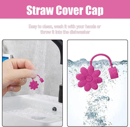 Flower Straw Covers Toppers for Stanley Cups 30&40 Oz Tumbler with Handle Accessories 4PCS Silicone Straw Caps Reusable Straws Tips Protectors for Stanley Cup 10mm 0.4in Straws,Off White
