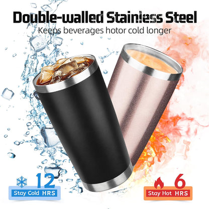 20 oz Tumbler with Lids and Straws, Stainless Steel Insulated Travel Coffee Mug, Double Wall Vacuum Insulated Tumblers, Powder Coated Coffee Tumbler for Cold & Hot Drinks (Light Purple)
