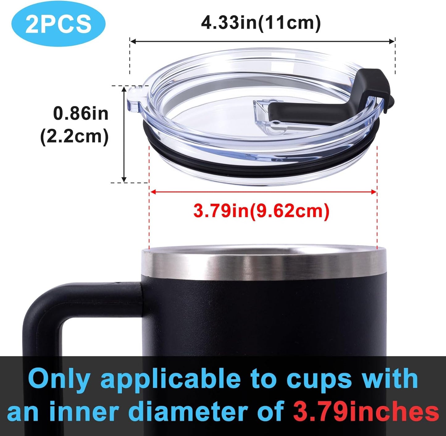 HINZIC 5 Pack Replacement Lids for 20 oz Tumbler,Travel Spill Proof Resistant Cup Lids Covers with Slider Switch fit Coffee Cups and More, Straw Friendly,Black