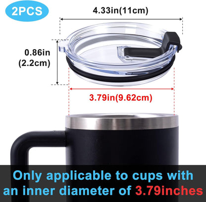 HINZIC 5 Pack Replacement Lids for 20 oz Tumbler,Travel Spill Proof Resistant Cup Lids Covers with Slider Switch fit Coffee Cups and More, Straw Friendly,Black