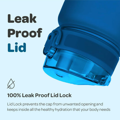 Hydracy Water Bottle with Time Marker -Large BPA Free Water Bottle & No Sweat Sleeve -Leak Proof Gym Bottle with Times to Drink - Ideal for Fitness Sports & Outdoors