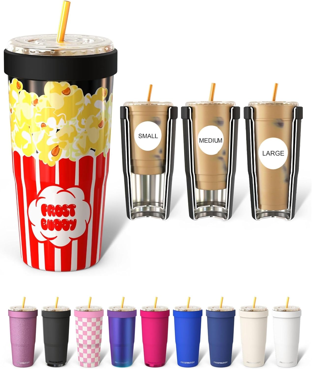 Frost Buddy Togo Buddy | 30 oz Stainless Steel Vacuum Insulated Tumbler | To Go Coffee Cup – Iced Coffee Cups, Iced Coffee Sleeve, Travel Mug, Thermal Cup for Hot & Cold Drinks, Dunkin Cup (Pencil) - Colors B