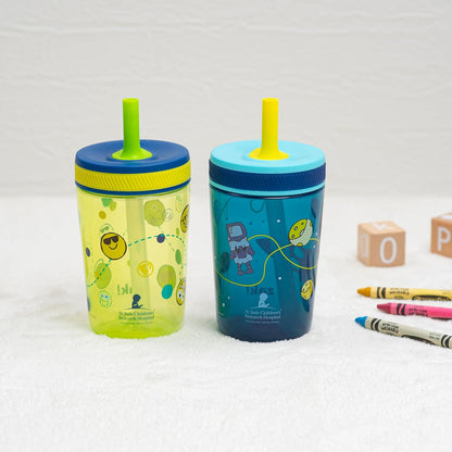 Zak Designs 15oz Bluey Kelso Tumbler Set, Leak-Proof Screw-On Lid with Straw Made of Durable Plastic and Silicone, Perfect Bundle for Kids, 2 Count (Pack of 1) - Colors A