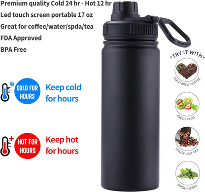 Sivaphe Tea Infuser Bottle With Removable Loose Leaf Tea Strainer Cup 18/8 Stainless Steel Portable Insulated Travel Tea Tumbler Black