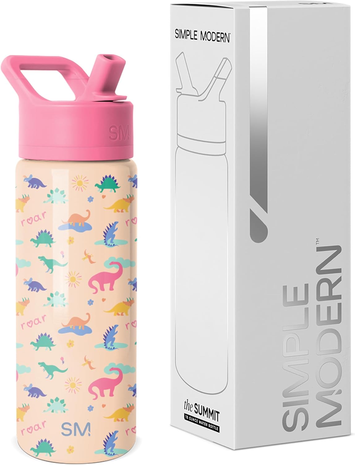 Simple Modern Kids Water Bottle with Straw Lid | 14oz Insulated Stainless Steel Kids Tumbler & Spill Proof Toddler Cup for School, Girls, Boys | Summit | Chloe Floral - Colors B