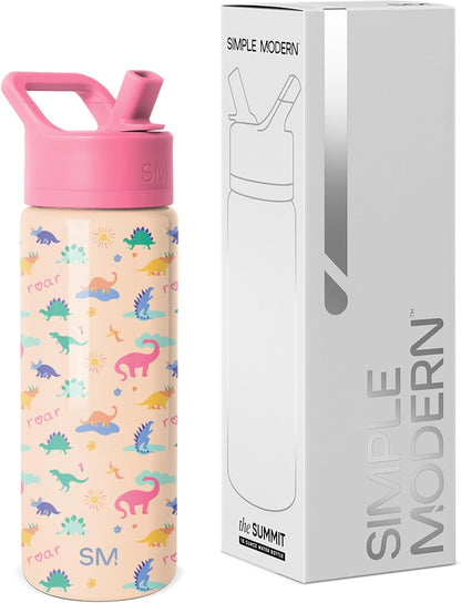 Simple Modern Kids Water Bottle with Straw Lid | 14oz Insulated Stainless Steel Kids Tumbler & Spill Proof Toddler Cup for School, Girls, Boys | Summit | Chloe Floral - Colors B