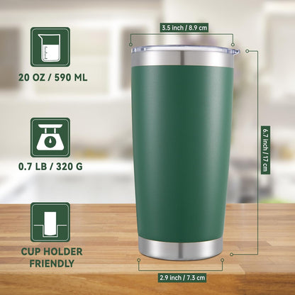 20 oz Tumblers Bulk Stainless Steel Tumbler with Lid Double Wall Vacuum Insulated Coffee Mug 20oz Powder Coated Cup for Hot and Cold Drinks, Stainless, 6 pack