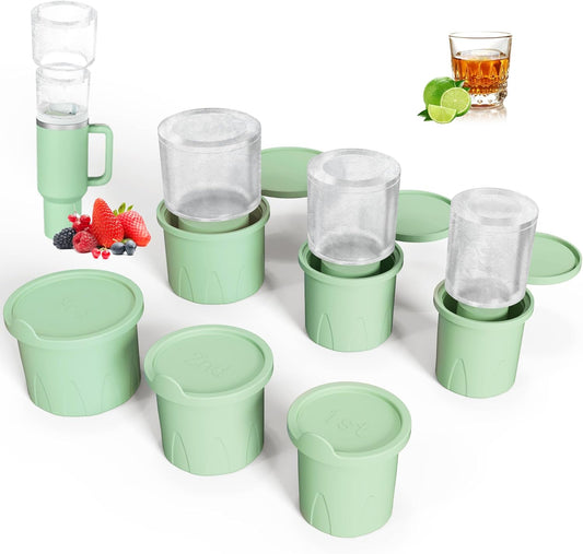 AIMI Ice Cube Tray for Stanley Cup 3 Pack, Flexible, BPA-Free, Space-Saving Design, Easy Release Compatible with 30-40 oz Tumbler Cup Specialty Tools Ice Cube Molds, Green