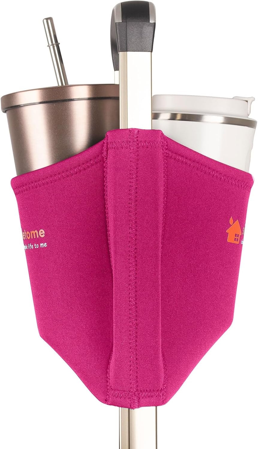 simpletome Luggage Travel Cup Holder Hands-Free Drink Caddy Attachment Drinks Carrier for Drink Beverages Coffee Mugs (Grey)