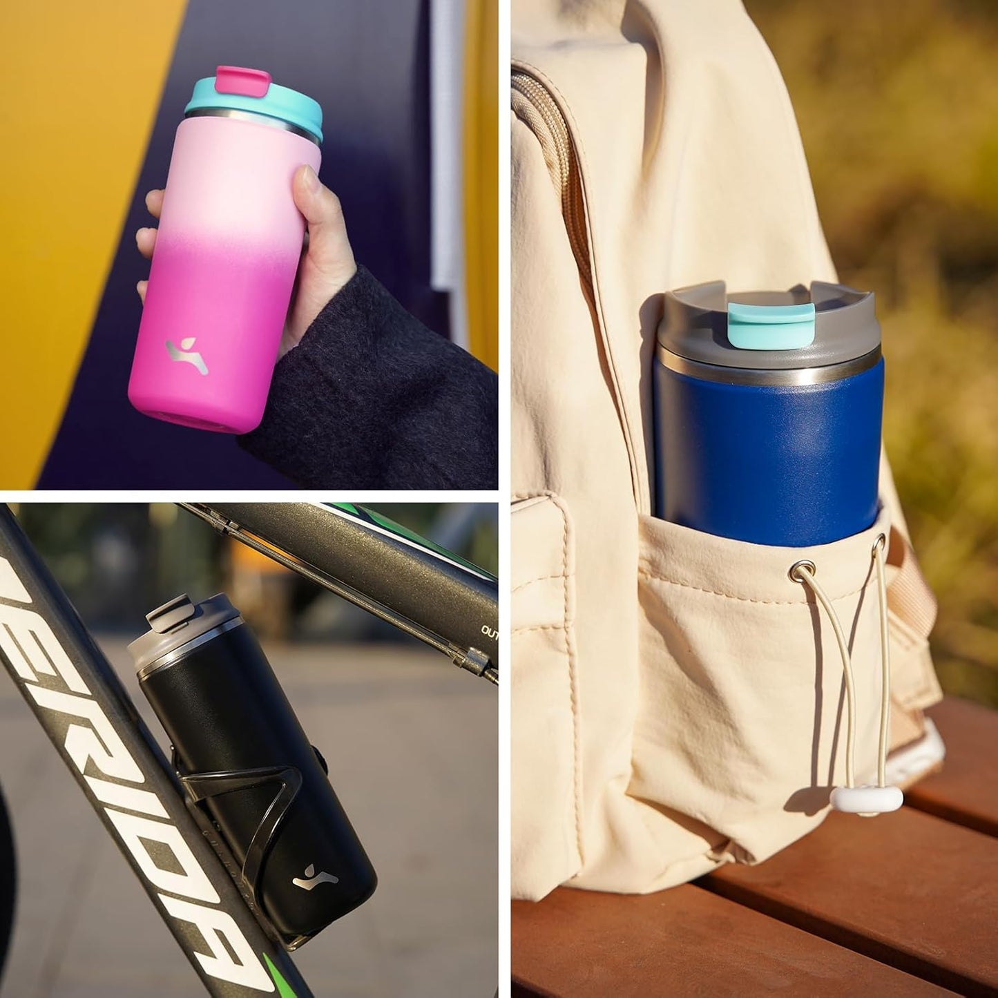 Konokyo Tumbler with Lid, 16 oz Travel Coffee Mug Double Wall Vacuum Stainless Steel Thermal Metal Cup Insulated Water Bottle,Navy Blue