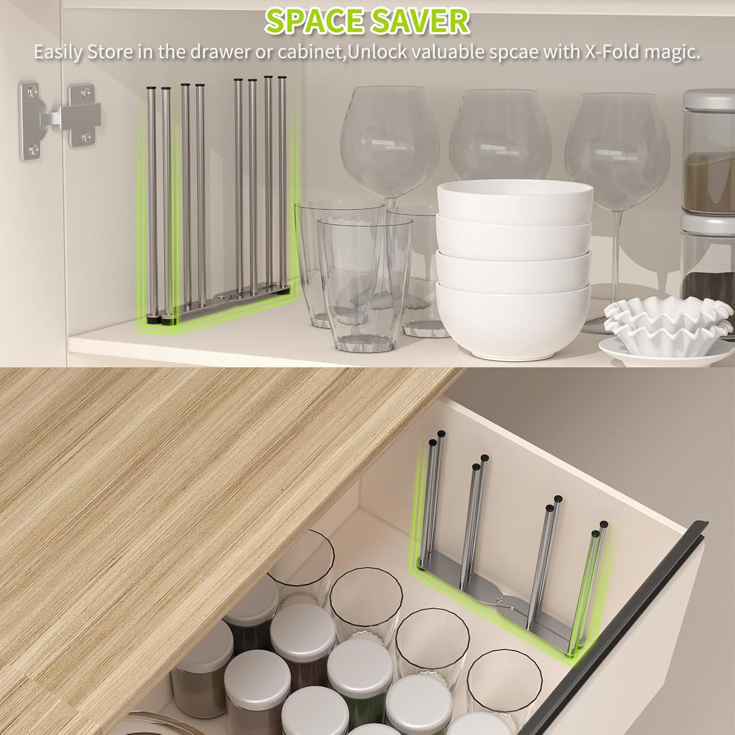 Plastic Bag & Bottle Drying Rack, Multifunctional Wine Decanter Holder, Collapsible Countertop Stand