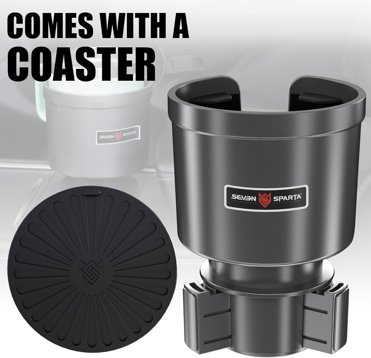 Upgraded Car Cup Holder Expander Adapter with Offset Adjustable Base, Compatible with Yeti 14/24/36/46oz Ramblers, Hydro Flasks 32/40oz, Other Large Bottles Mugs in 3.5"-4.0", 1 Pack
