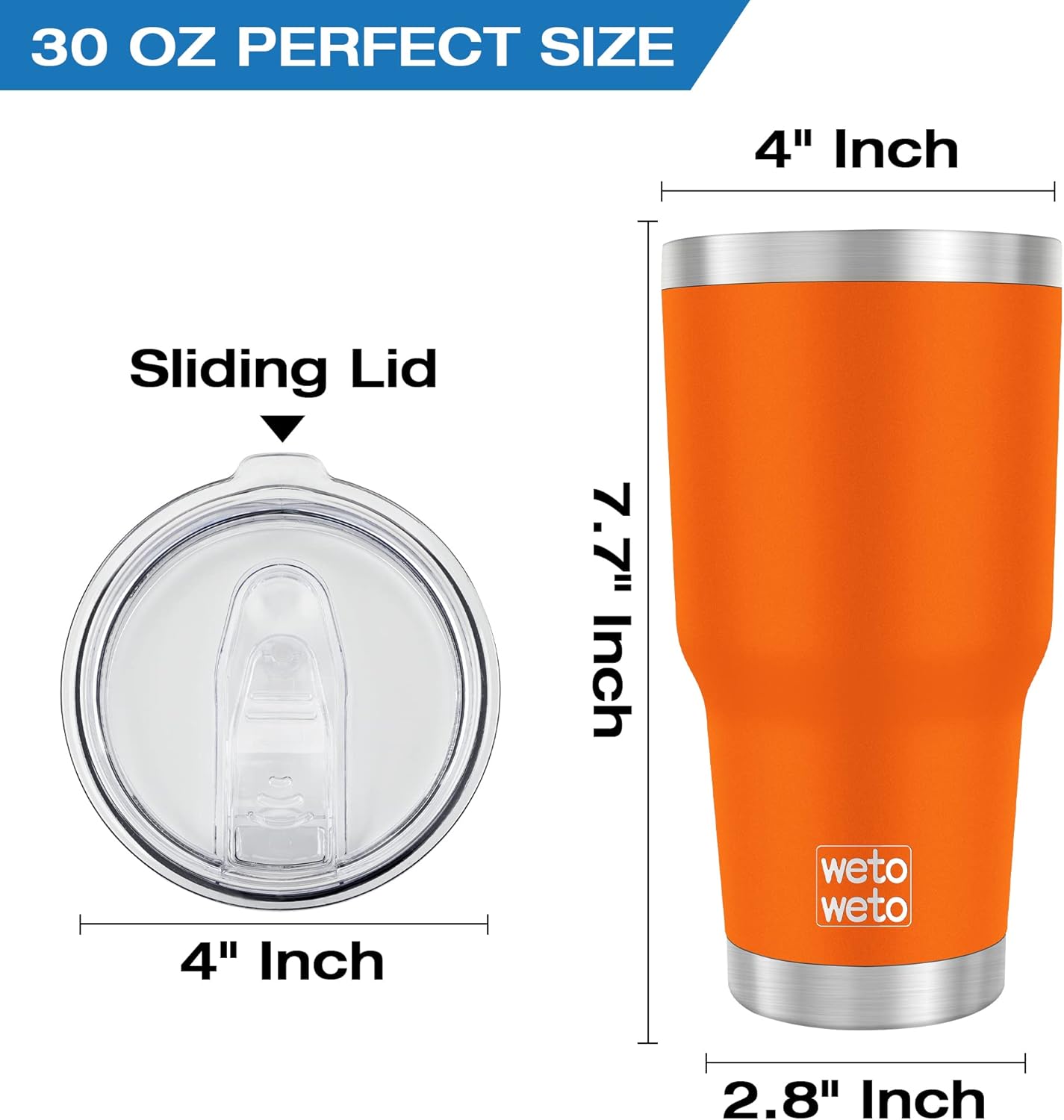 WETOWETO 30oz Tumbler with Lid, Stainless Steel Vacuum Insulated Water Coffee Tumbler, Double Wall Powder Coated Travel Mug Thermal Cup for Home Outdoor (Navy Blue, 1 Pack)