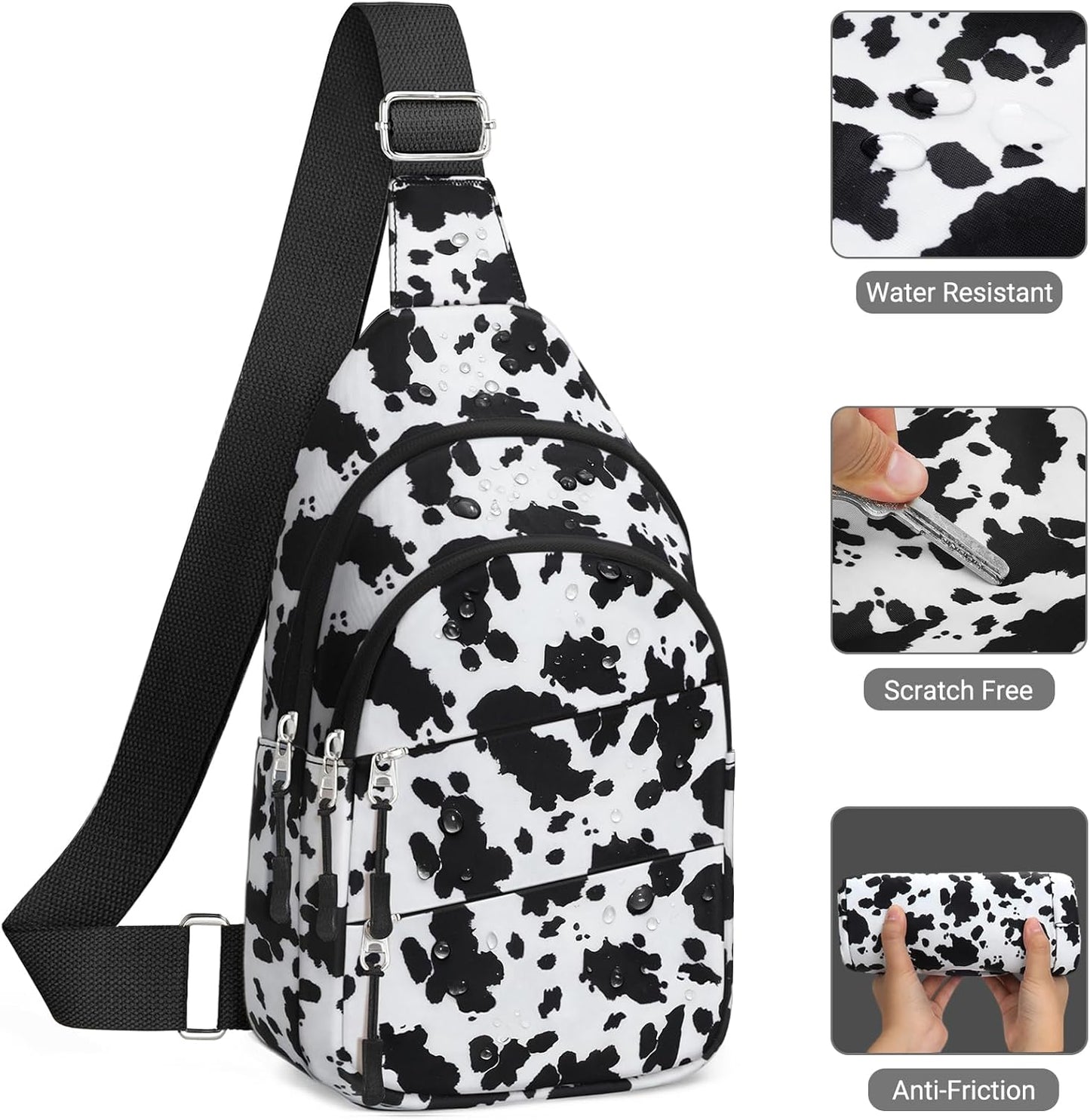 Tuwubi Crossbody Bags for Women, Sling Bag for Men, Small Hiking Backpack Anti Theft Lightweight for Outdoors Travel (M, Black)