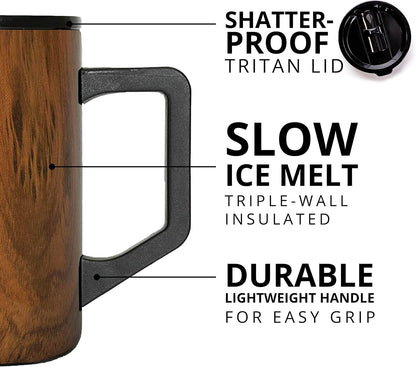 Elemental Insulated Coffee Mug - Triple-Wall Stainless Steel Summit Travel Cup for Hot and Cold Drinks - Thermal Coffee Mug with Lid and Handle for Camping, Office & Travel 16oz - Rainbow Speckle