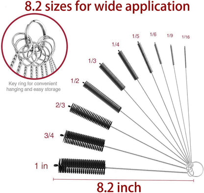 Long Straw Brush, Nylon Pipe Tube Cleaner 8.2-ihch 10 Different Diameters Set of 10