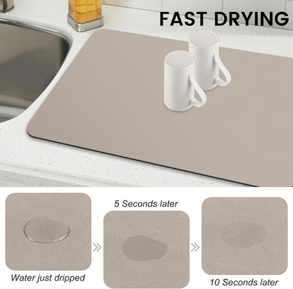 WISELIFE Dish Drying Mat Super Absorbent Drying Mat Large Dish Drying Mats for Kitchen Counter Easy Clean Dish Mat Kitchen Drying Mat15"x 18" Stylish Grey