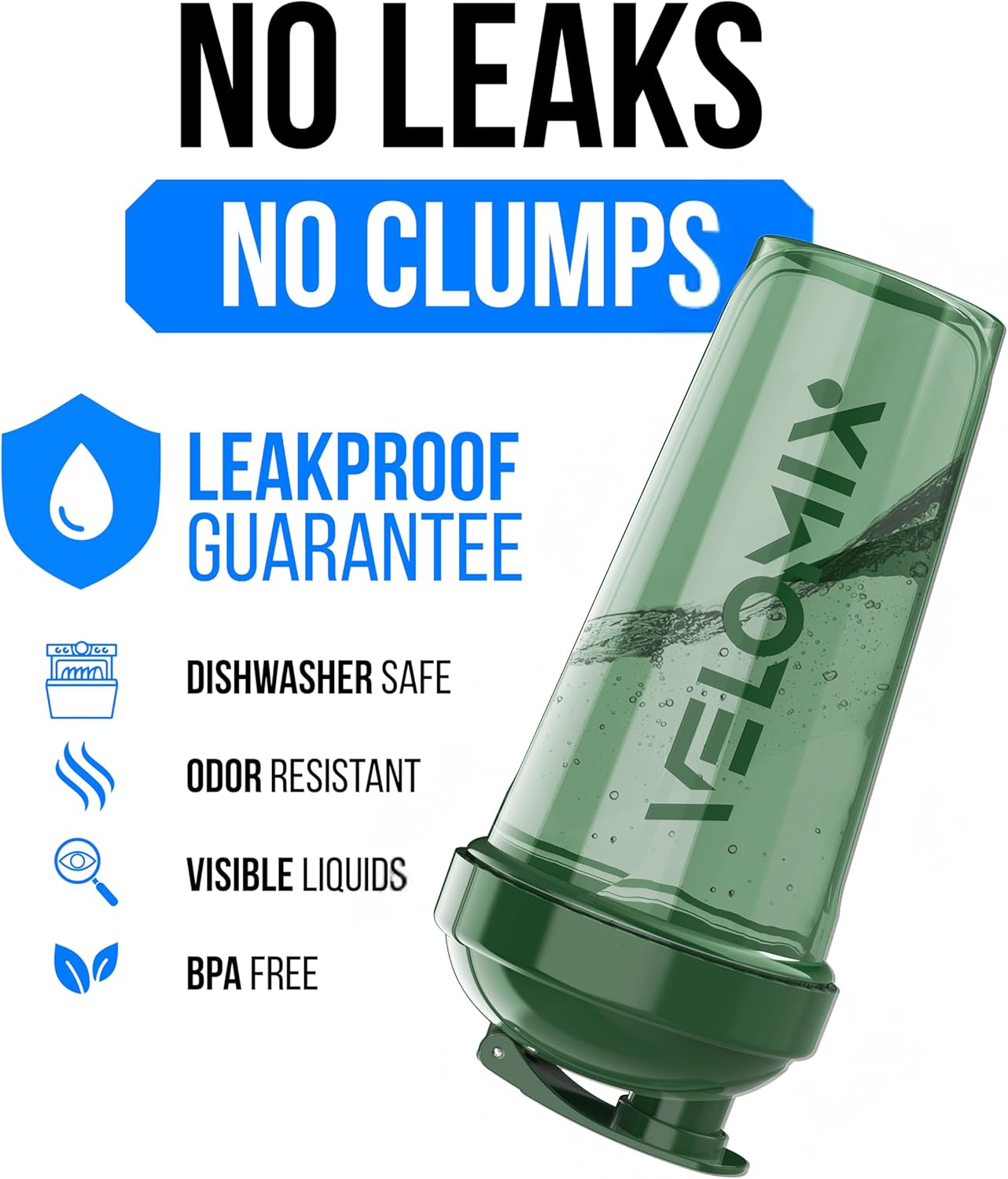 VELOMIX -4 PACK 28 Oz Protein Shaker Bottle for Protein Mixes - 4x Wire Whisk | Leak Proof Shaker Cups for Protein Shakes | Large, Stackable Protein Shaker Bottles Pack | Dishwasher Safe (Aqua Depths)