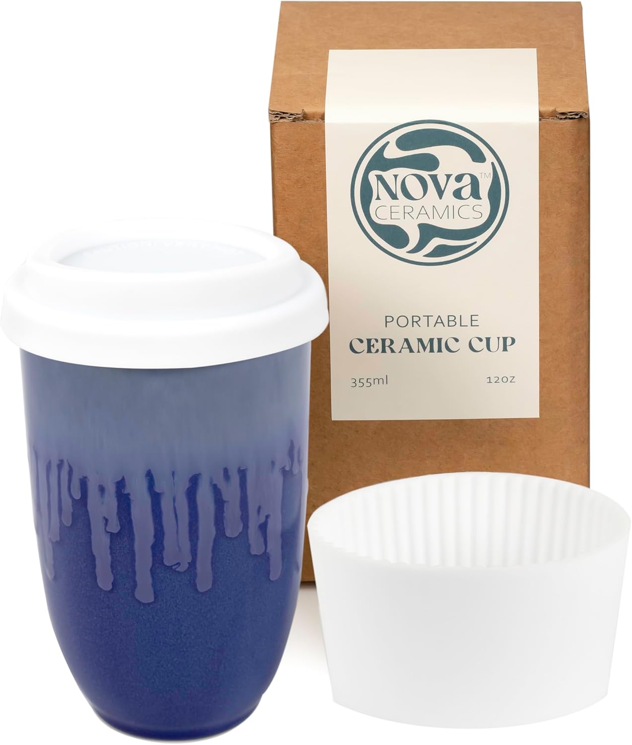 NOVA CERAMICS Coffee Tumbler – Travel Mug - On the Go Coffee Mug – Microwave & Dishwasher Safe Green Coffee Tumbler - Gifts For Women Men Him Her – 16oz – Monsoon