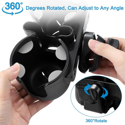 Accmor Stroller Cup Holder with Phone Holder, Bike Cup Holder, Universal Cup Holder for Uppababy Nuna Doona Strollers, 2-in-1 Cup Holder for Walker, Wheelchair, Scooter - Colors A