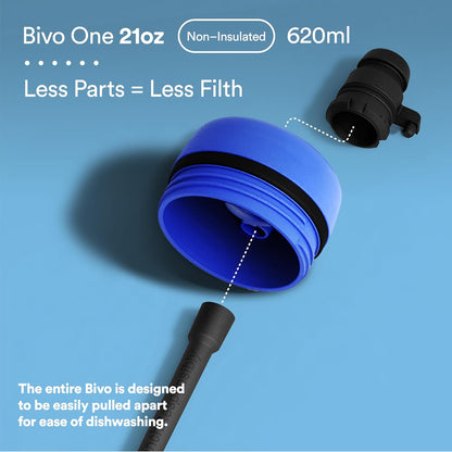 Bivo One 21oz Non Insulated Stainless Steel Bike Water Bottle - Lightweight for Cycling, Travel, Kids - No Plastic Taste, Fits Most Cages, Dishwasher Safe - (Raw)