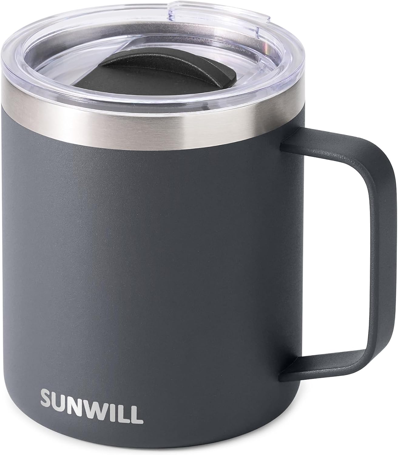 SUNWILL Travel Coffee Mug with Lid, Insulated Tumbler with Handle, 14 oz Stainless Steel Cup for Ice, Water, Tea, Rose Gold