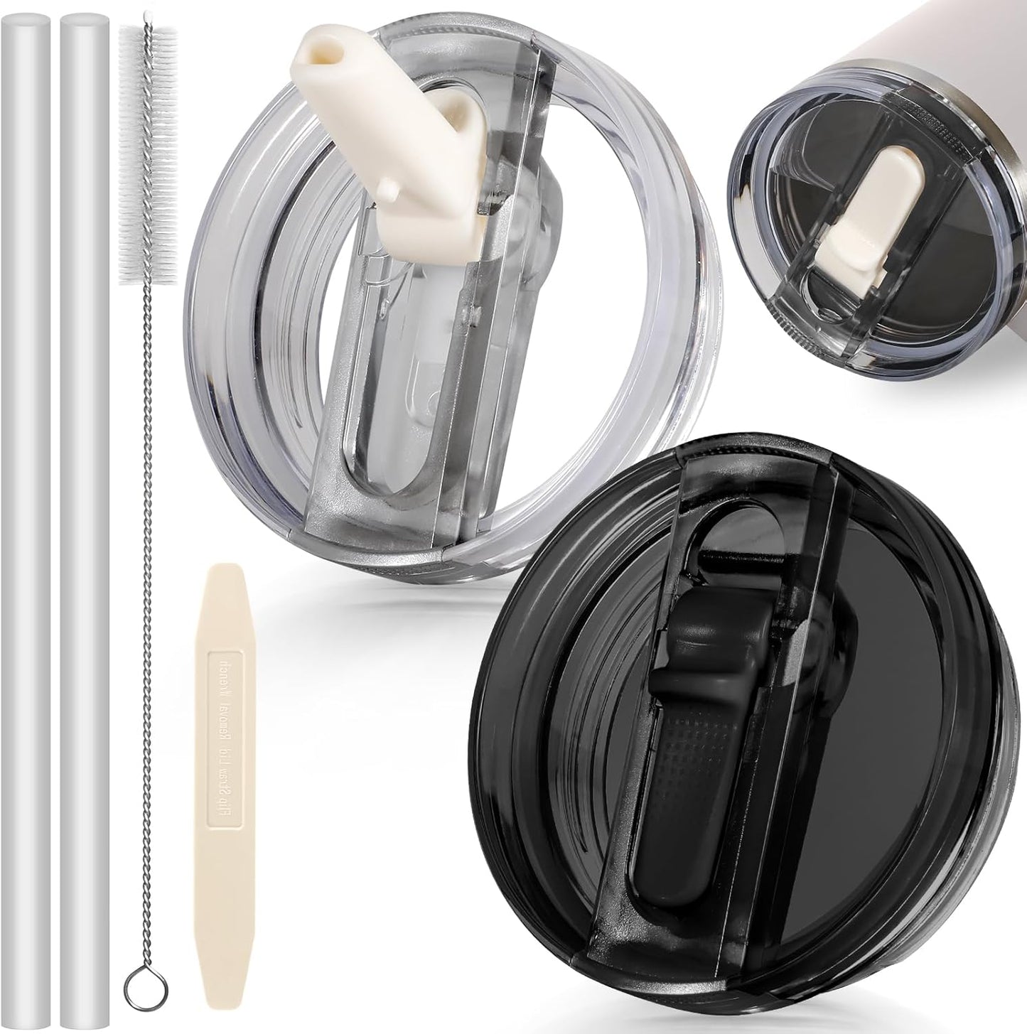 30oz Flip Straw Lid for Stanley Quencher H2.0 Tumbler, 2 Pack Leak Proof Lid Replacement No Spill Cover for Stanley Cup Accessories ProTour (Rose Quartz,Rose Quartz) - Colors C