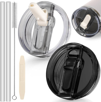 30oz Flip Straw Lid for Stanley Quencher H2.0 Tumbler, 2 Pack Leak Proof Lid Replacement No Spill Cover for Stanley Cup Accessories ProTour (Rose Quartz,Rose Quartz) - Colors C