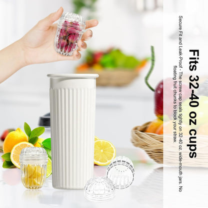 2-Pack Fruit Infuser Inserts for Wide Mouth Water Bottles, Leak-Proof Herb & Tea Strainer, BPA-Free Reusable Diffuser Compatible with 32-40oz Tumblers (Ice Cube Compatible) ﻿