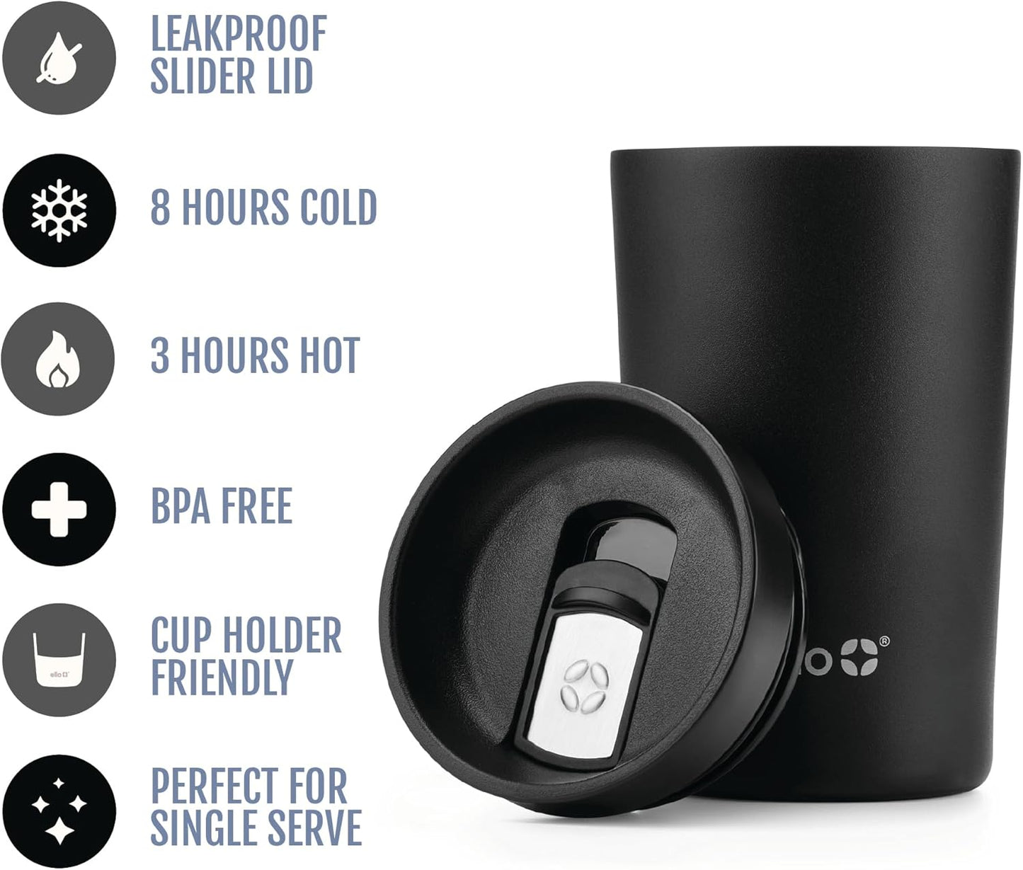 Ello Miri 16oz Vacuum Insulated Stainless Steel Travel Mug, Leak-Proof Slider Lid, Keeps Hot for 5 Hours, Perfect for Coffee or Tea, BPA-Free, Fits Most Cupholders, Holiday Gift, Speckle