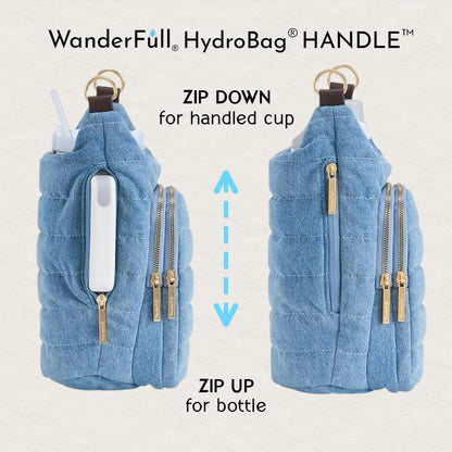 WanderFull Original HydroBag Handle® Zipper Slot for Handle, Hands-Free Crossbody Water Bottle Holder & Tumbler Accessories