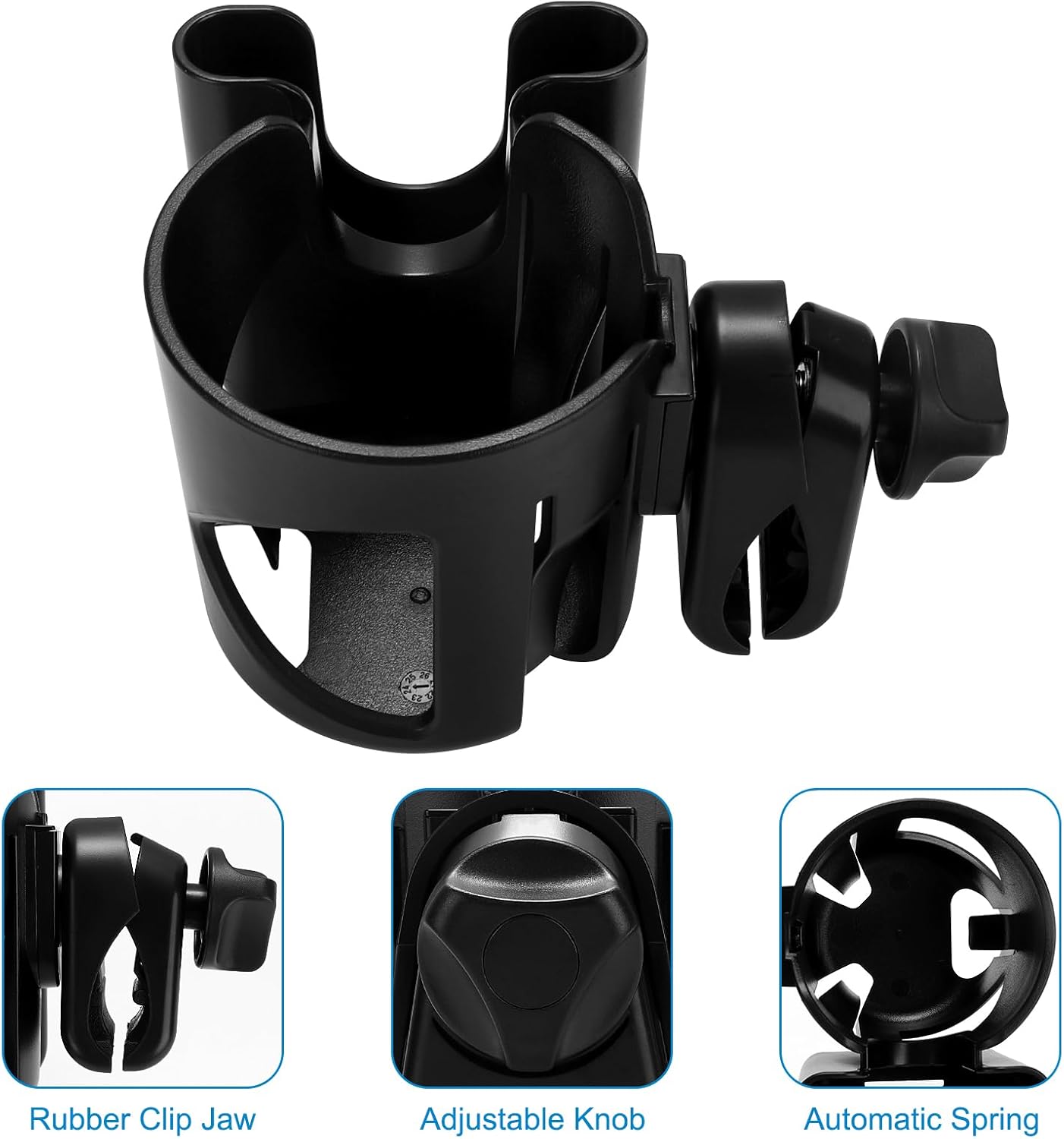 Accmor Stroller Cup Holder, Universal Cup Holder for Walker Wheelchair Bike, 360° Rotatable Stroller Cup Holder Attachment Accessories for Walker, Wheelchair, Scooter