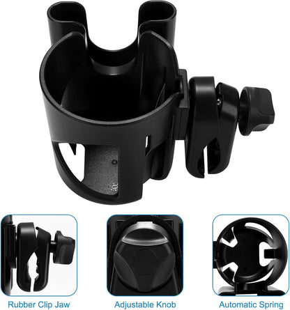 Accmor Stroller Cup Holder, Universal Cup Holder for Walker Wheelchair Bike, 360° Rotatable Stroller Cup Holder Attachment Accessories for Walker, Wheelchair, Scooter