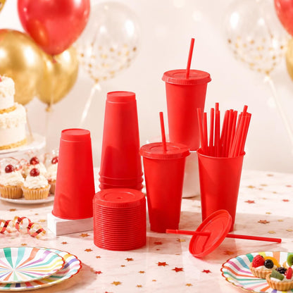 Honeydak 15 Pack Tumbler with Straw and Lid Bulk Cups for Gifts Water Bottle Iced Coffee Travel Mug Cup Reusable Plastic Tumblers for Party Birthdays 24-27 oz (Solid Color)