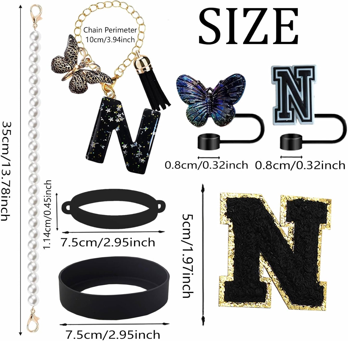 7pcs Cup Accessories for Stanley 30/40oz Tumbler, Handle Strap, Straw Cover, Silicone Boot, Letter Charm Stickers