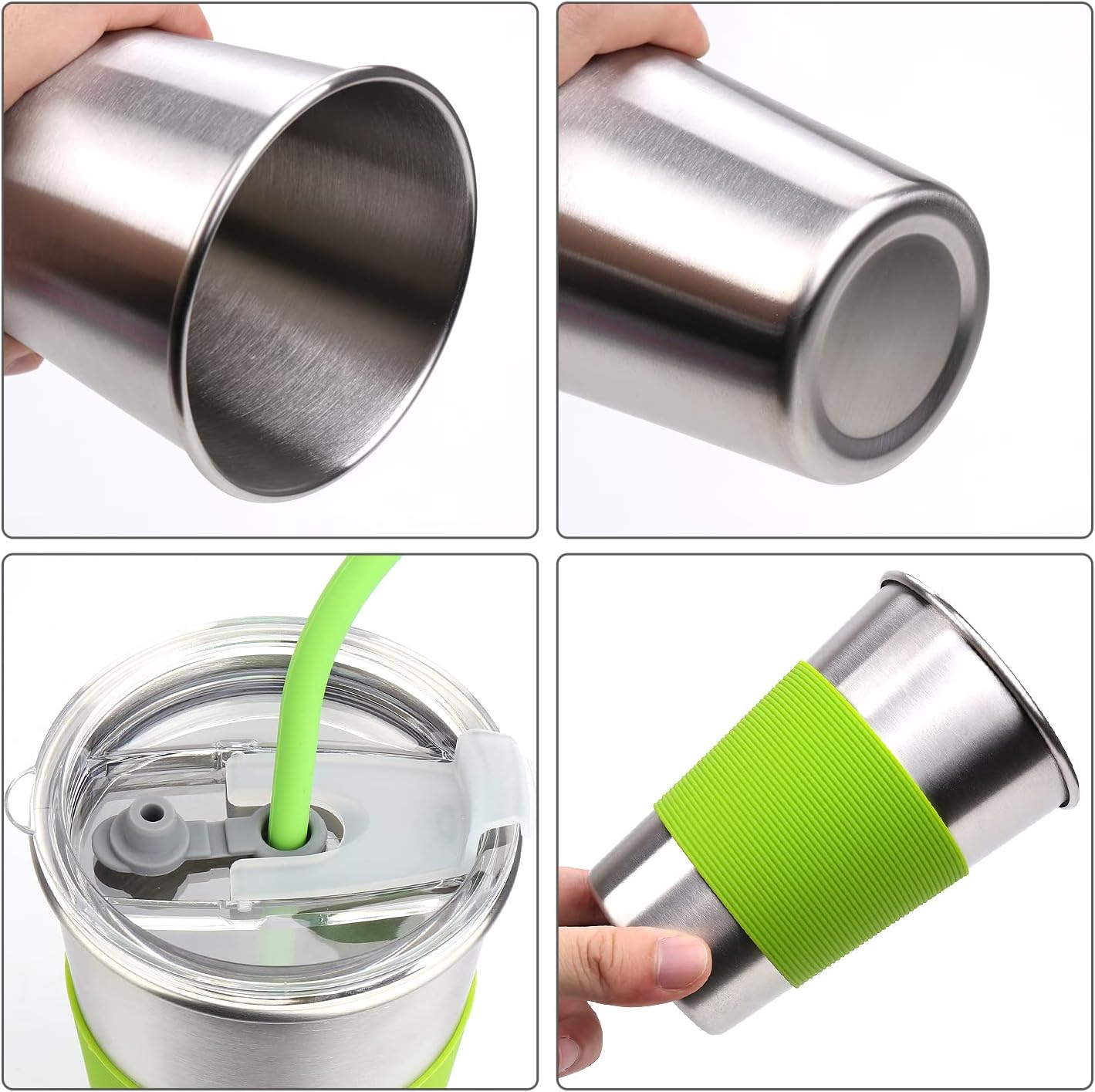 Water Tumbler with Lids, 6 Pack Stainless Steel Spill Proof Reusable Stacking 16oz Drinking Cups with Lids for Kids and Adults